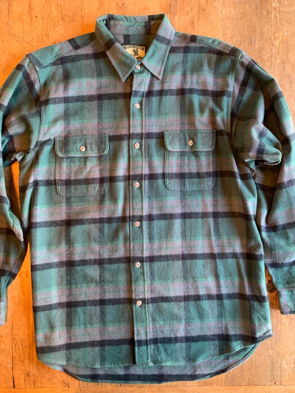 Field & Stream Teal and Dark Green Plaid Shirt